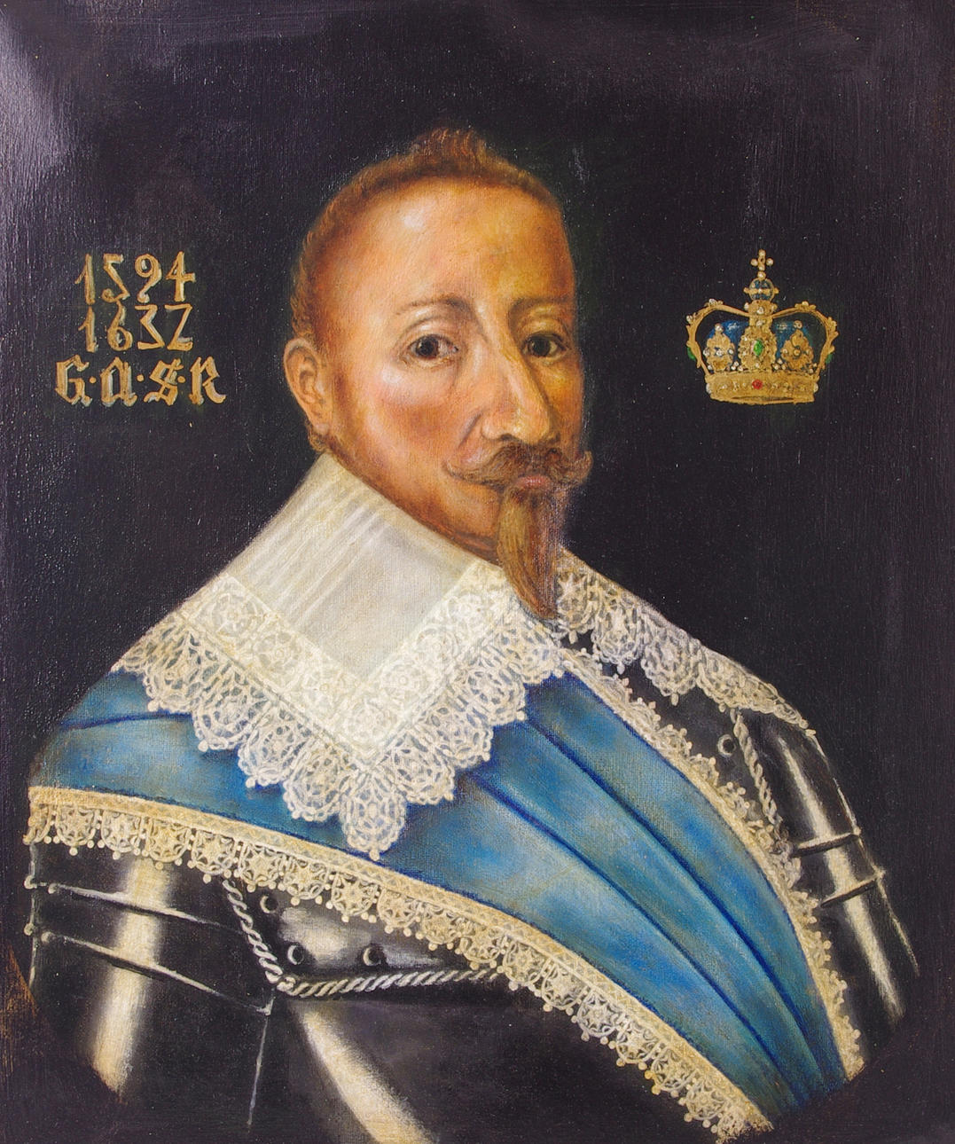 ERIK FREDIRSEN. Porträtt av Gustav II Adolf, olja på duk, stämpelsignerad på baksidan.