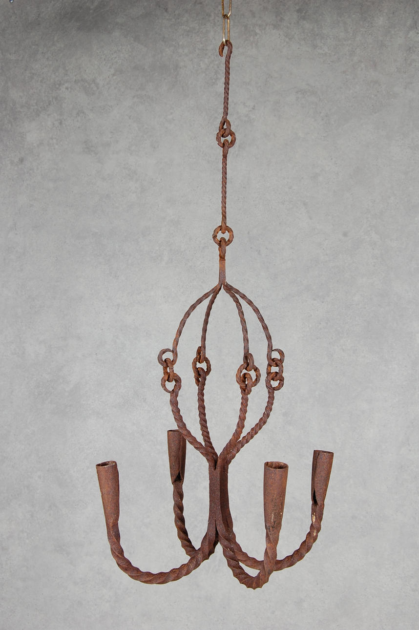 LJUSKRONA, allmoge, för fyra ljus, smide.