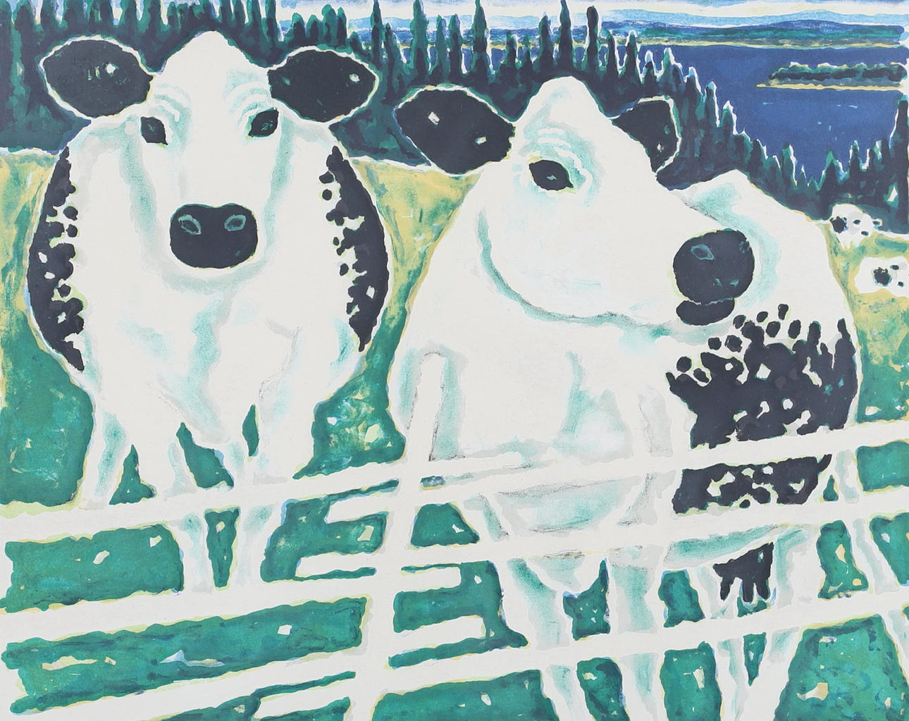 BERTA HANSSON. Lithograph, mountain cow, numbered 242/360 and signed.