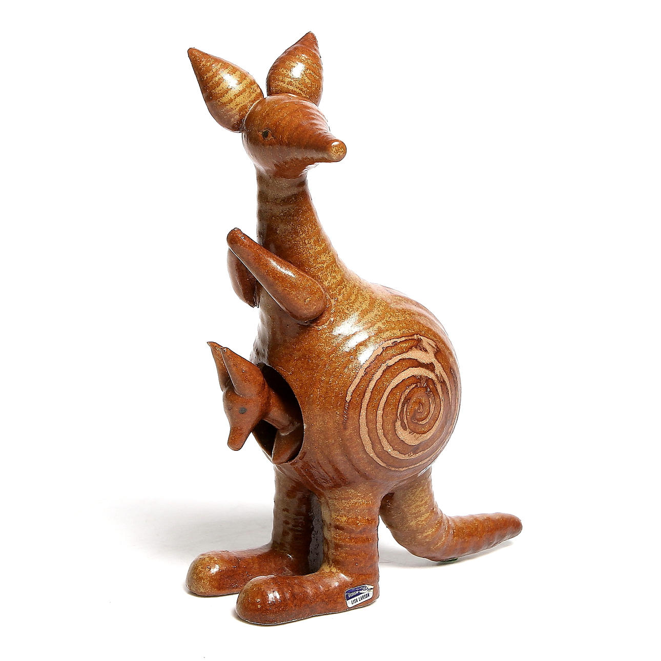 LISA LARSON. Känguru med unge ur serien "Stora Zoo", stengods, Gustavsberg. 1900-tal.