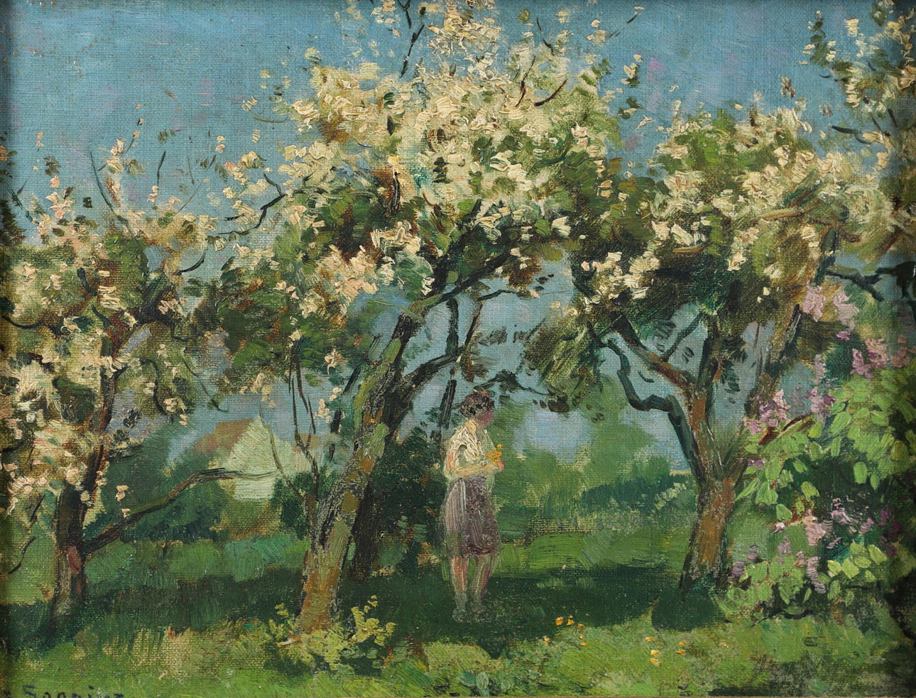 LOUIS SOONIUS (1883-1956). LADY IN AN ORCHARD.