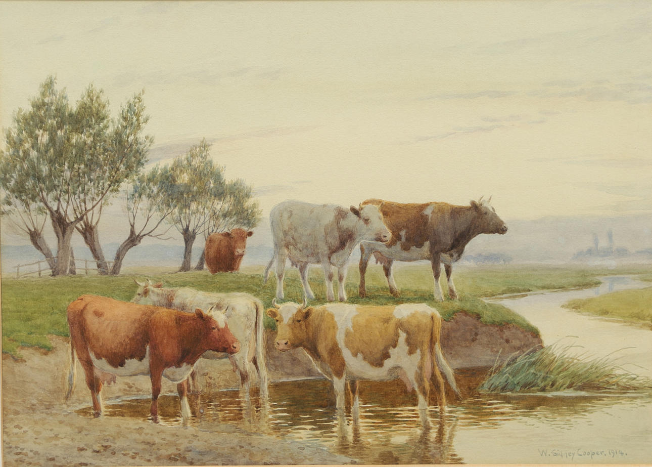 WILLIAM SIDNEY COOPER (1854-1927). AT STRODE PARK, KENT; ON THE STOUR.