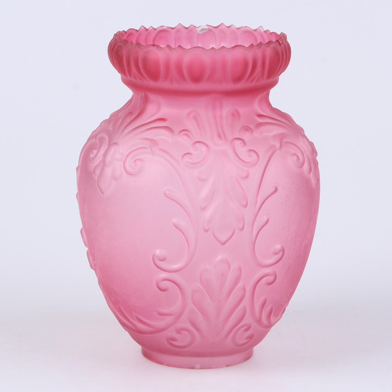 LAMPKUPA, till fotogenlampa, frostat glas, jugend, 1900-talets första hälft.