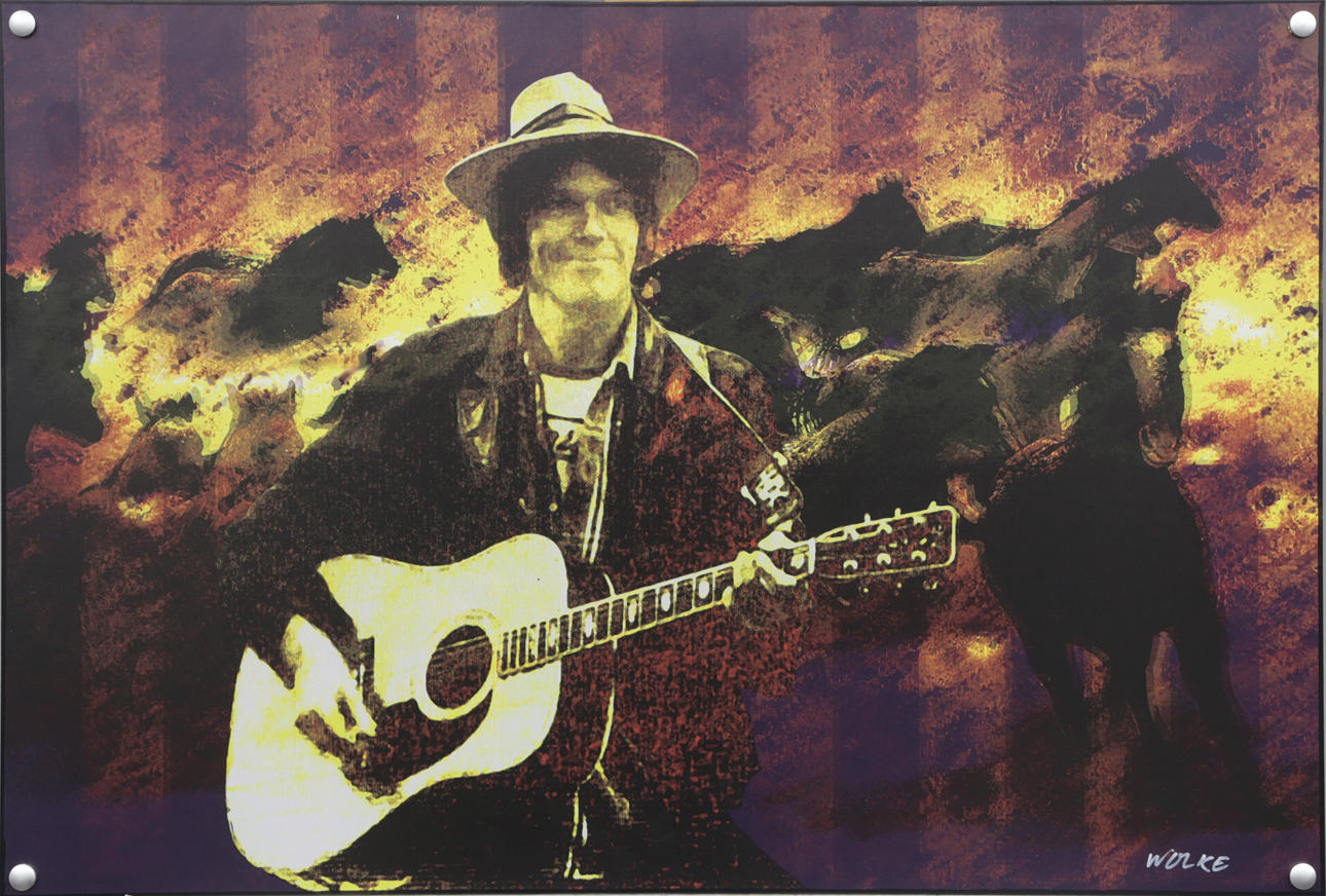 ANDERS WOLKE. METALLTAVLA, signerad.