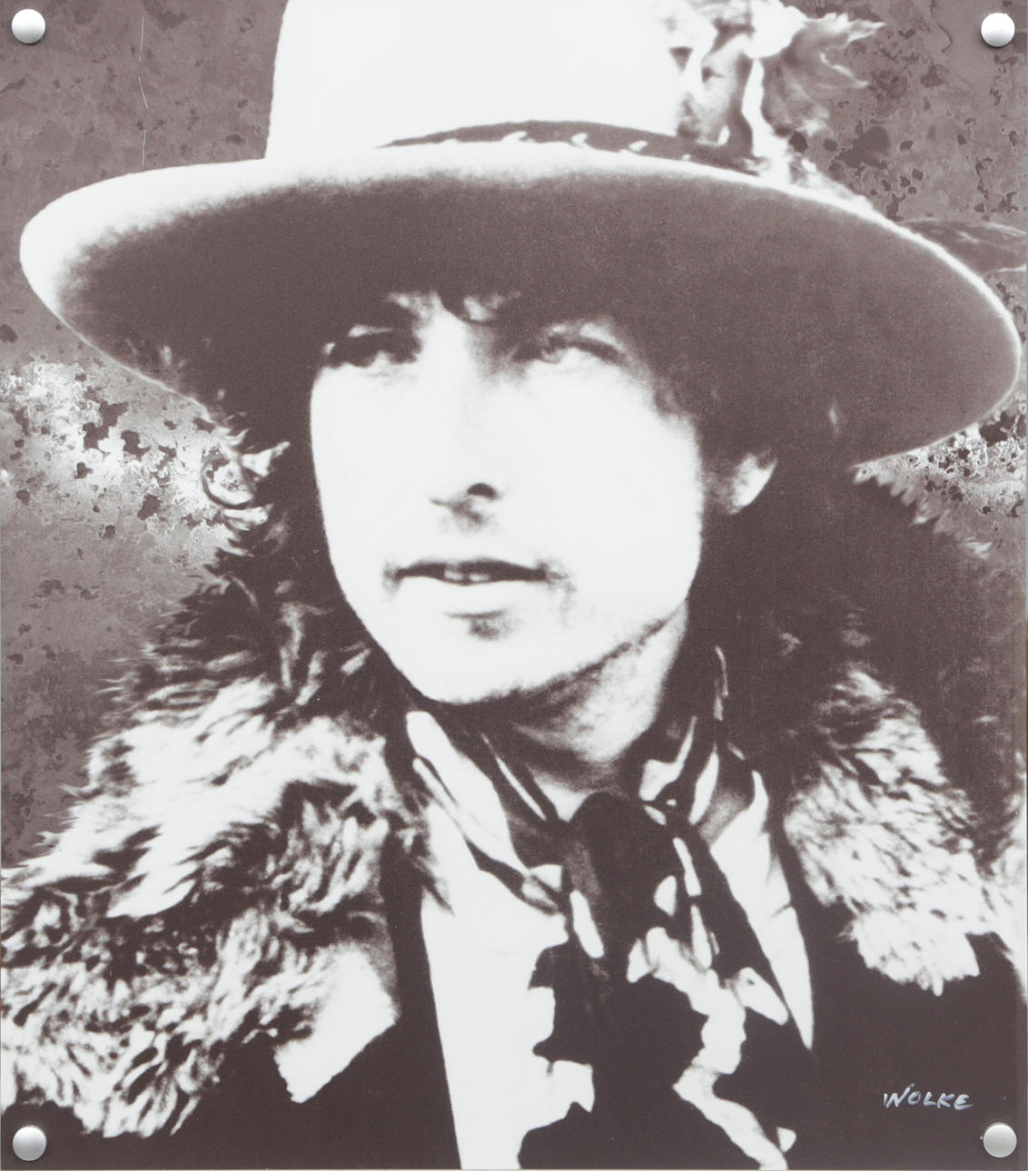 ANDERS WOLKE. METALLTAVLA, signerad.