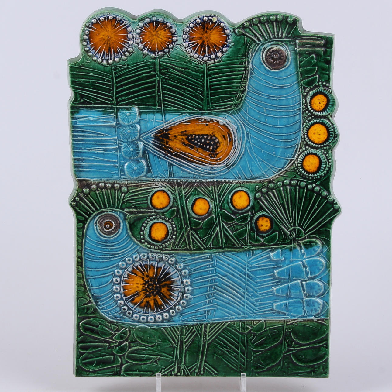 VÄGGPLAKETT, fåglar, keramik, Lisa Larson, Gustavsberg.