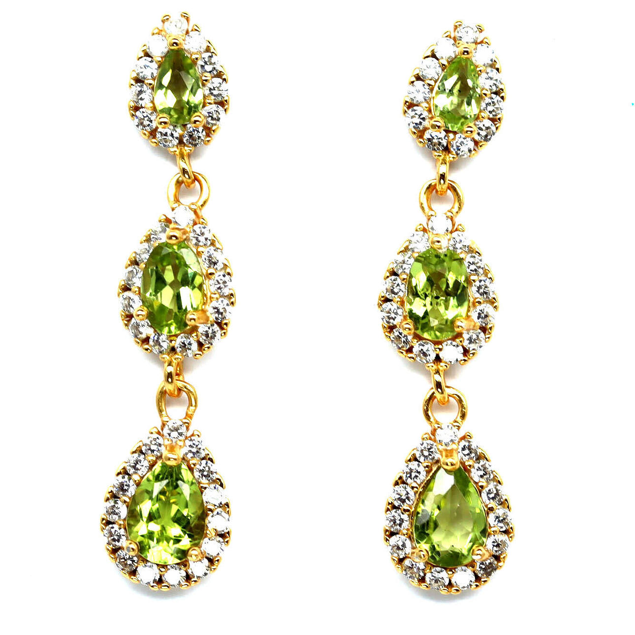 GOLD ON SILVER PERIDOT EARRINGS.