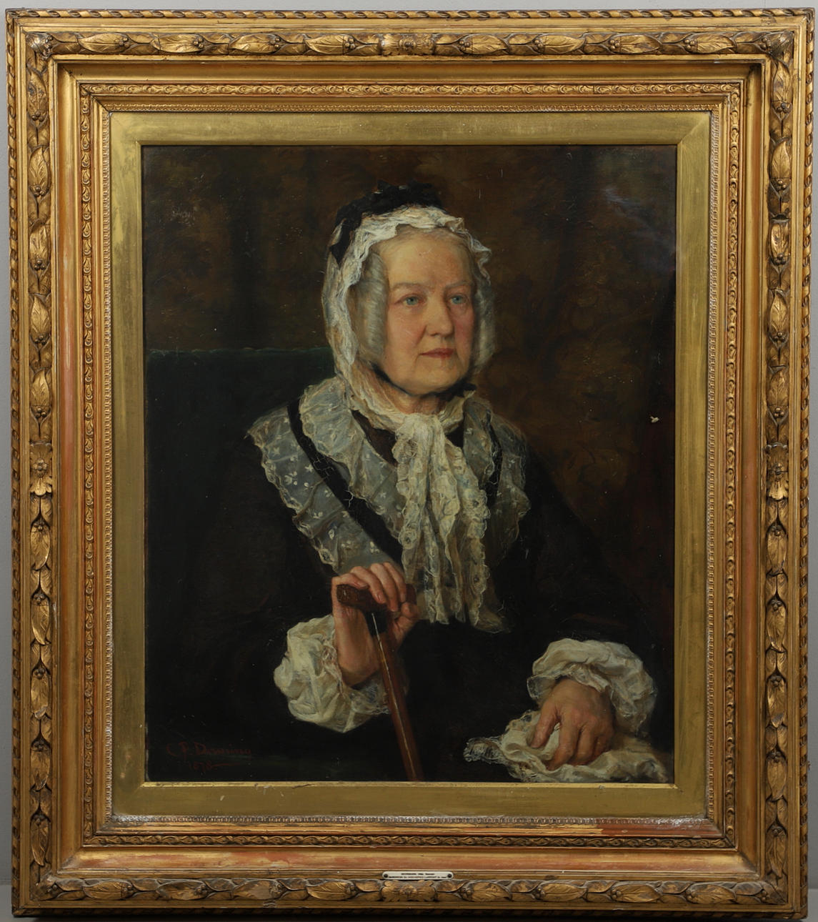 CHARLES PALMER DOWNING (1847-1902). PORTRAIT OF GEORGIANA (nee REEVES), BARONESS DE HOCHEPIED LARPENT (1801-1886).