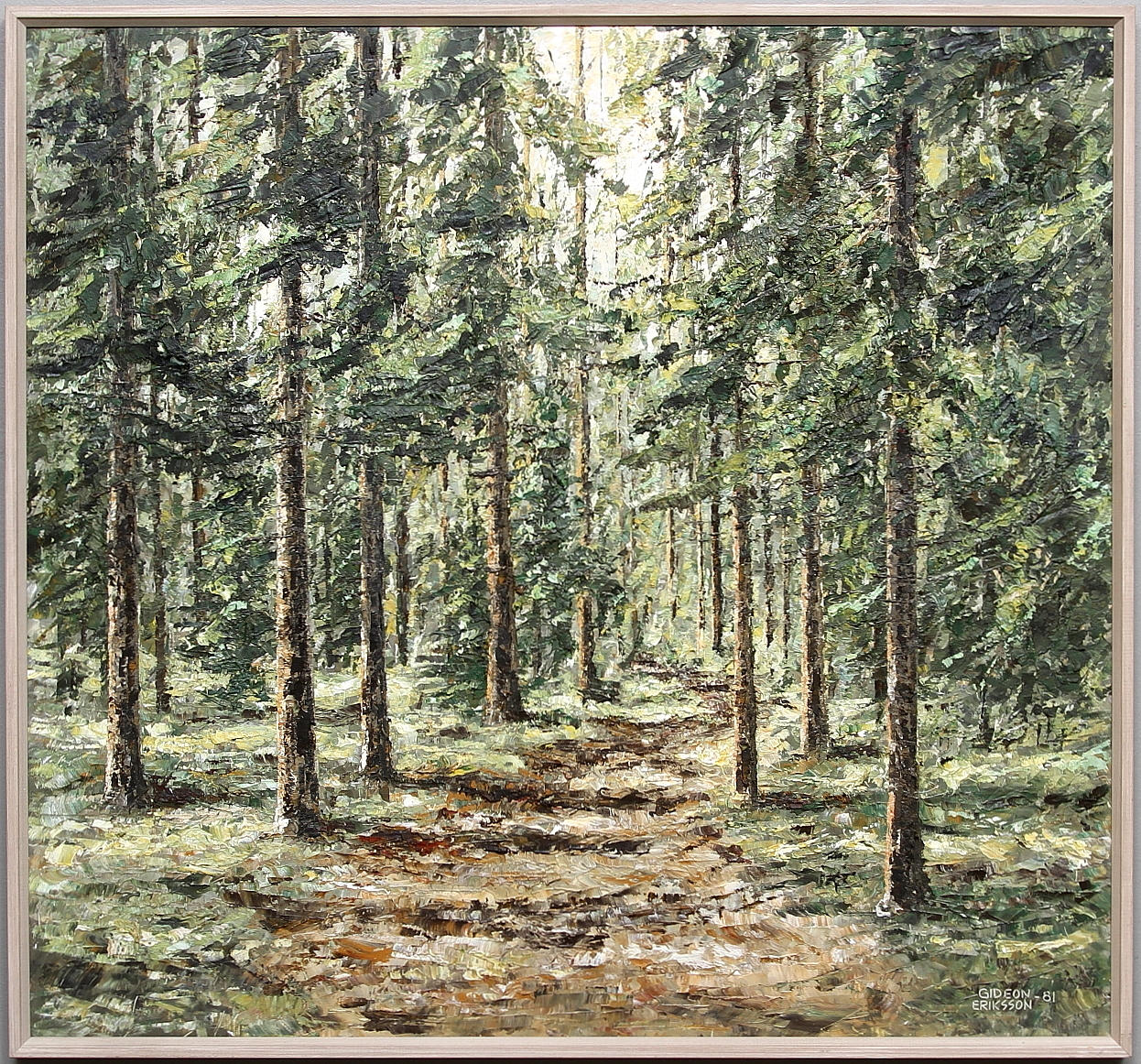 GIDEON ERIKSSON. "Storskogen". Olja på pannå, signerad och daterad -81.