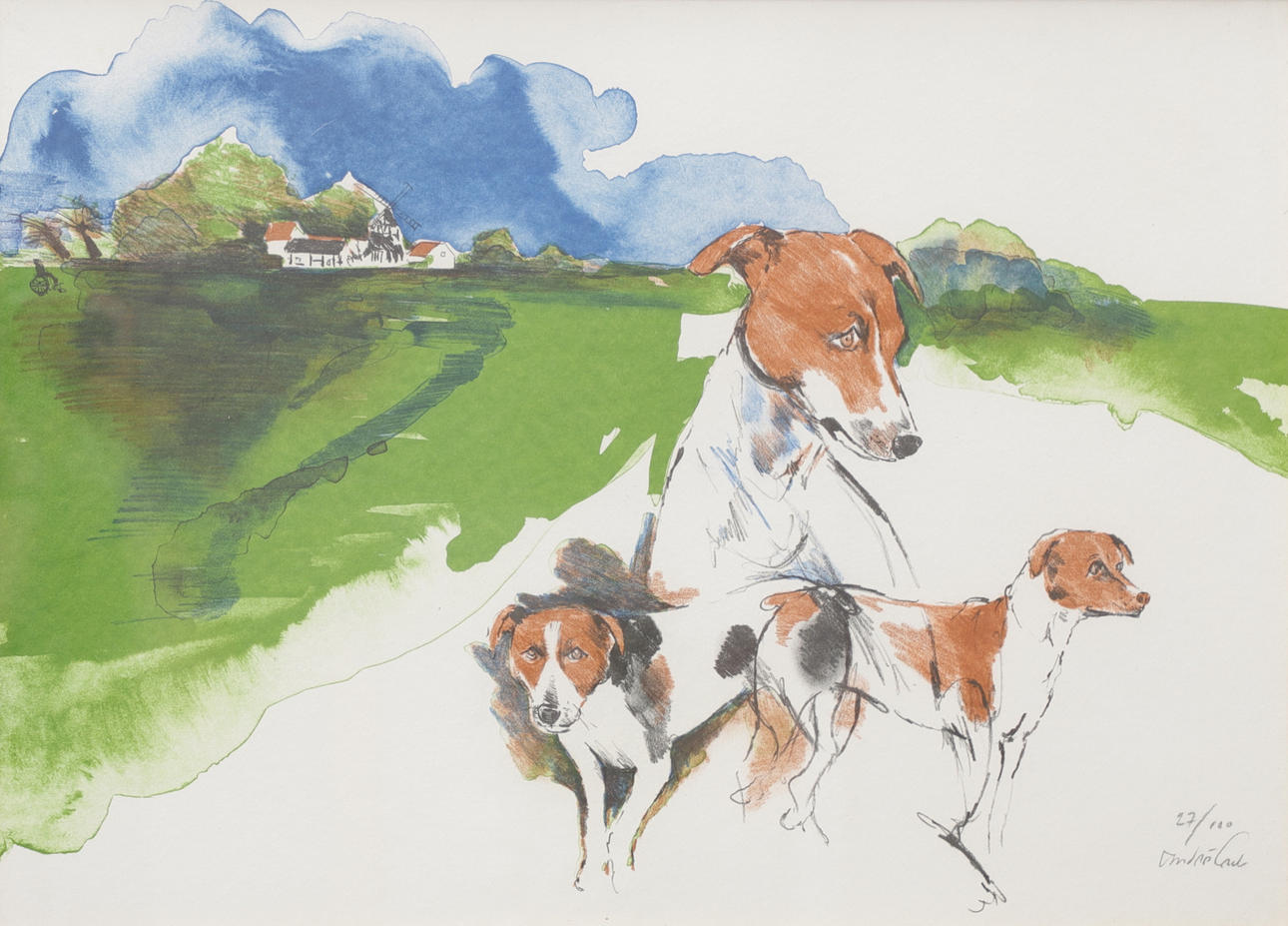 ANDRÉ PRAH. "Scanian terrier", lithograph, signed and numbered.