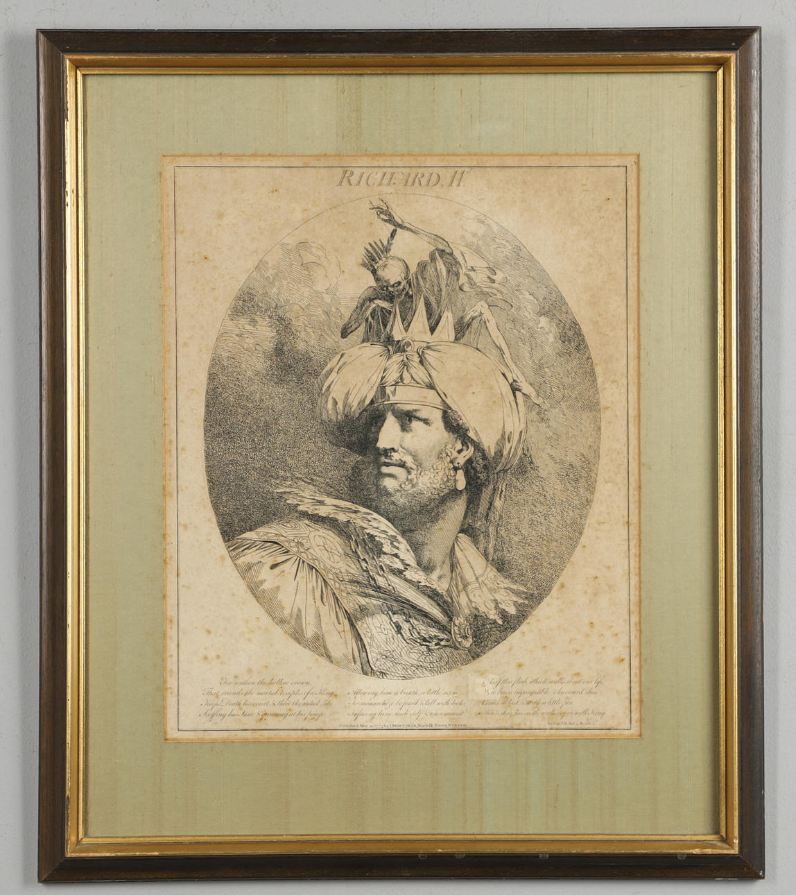 JOHN HAMILTON MORTIMER ARA (1740-1779). FALSTAFF; LEAR; BARDOLPH; RICHARD II; EDGAR; POET; CALIBAN; OPHELIA (from `TWELVE CHARACTERS FROM SHAKESPEARE`).