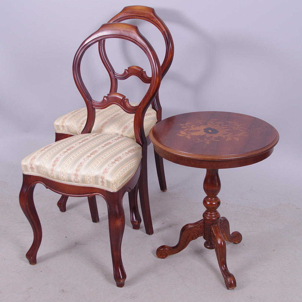 STOLAR SAMT PELARBORD, mahogny, rokokostil.