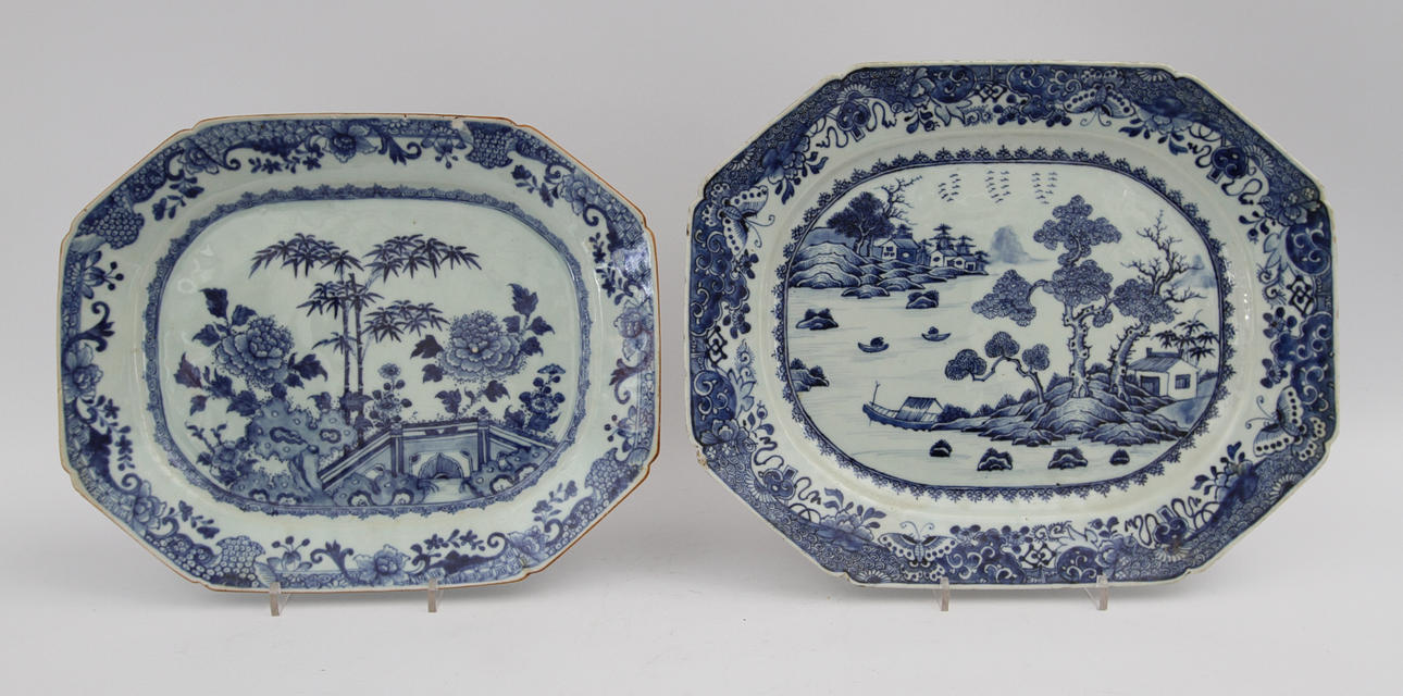 STEKFAT. 2 st porslin. Kina, 1700-tal.