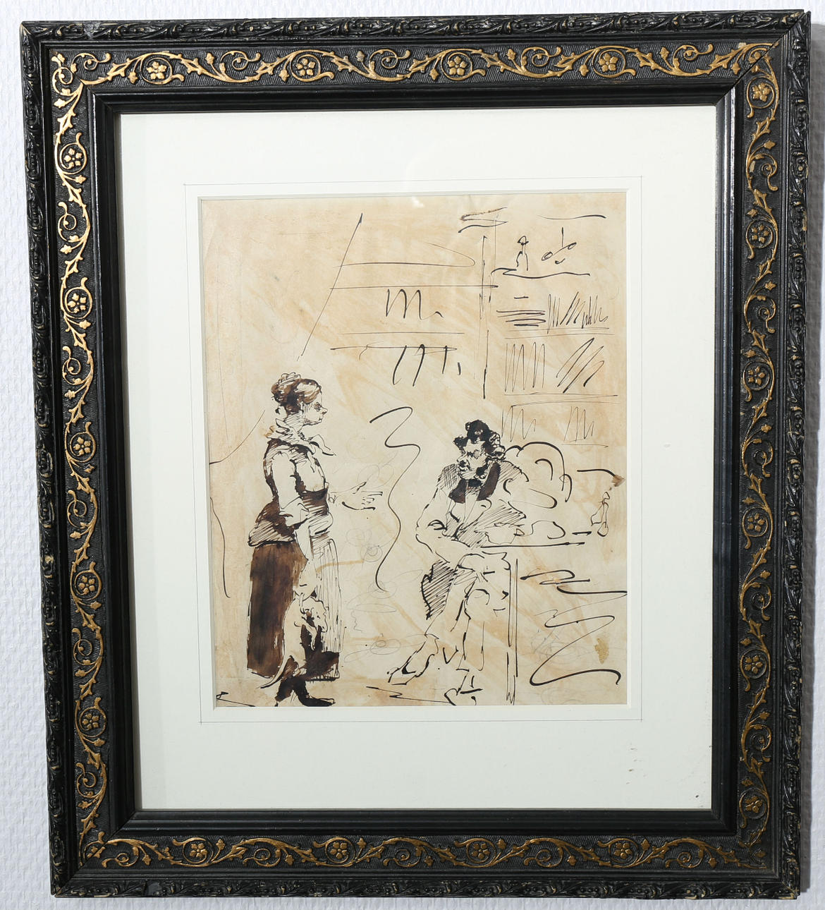 AUGUST HAGBORG. Tuschteckning, signerad.