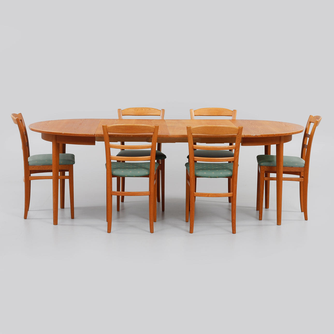 CARL MALMSTEN. Bord och stolar, 7 delar, "Jöns".