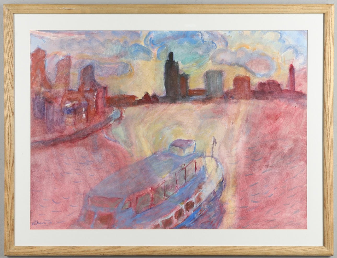 HANS SCHWARZ (1922-2003). PLEASURE BOAT ON THE THAMES.