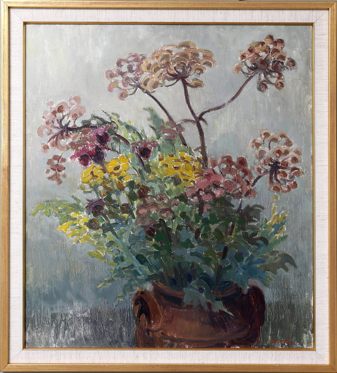 ANN-MARIE LARSÈN. Blomsterstilleben, olja på duk, signerad.