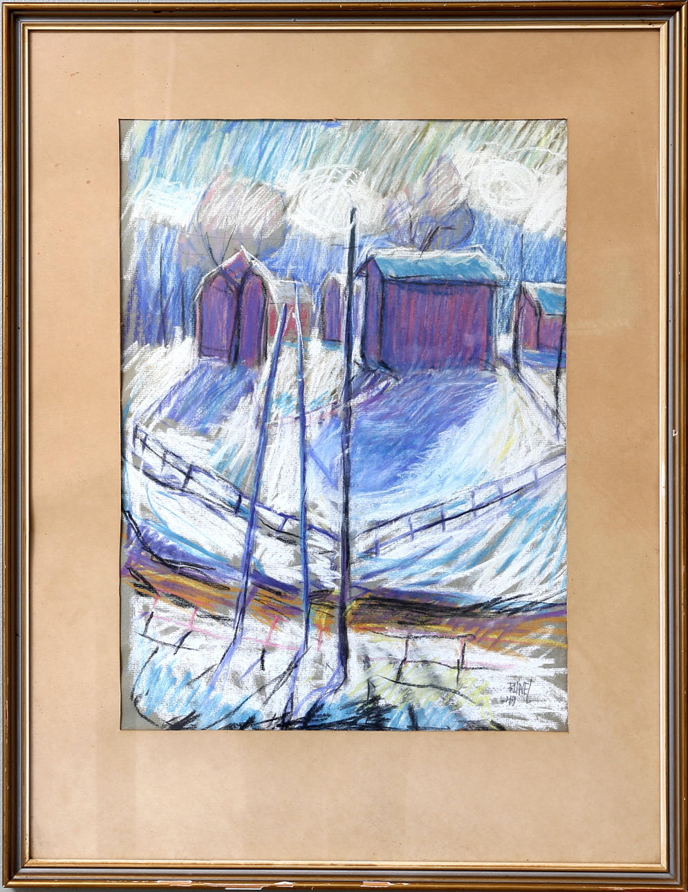 RUNE CLAESSON. Vinterväg, pastell, signerad o daterad Rune C -49.