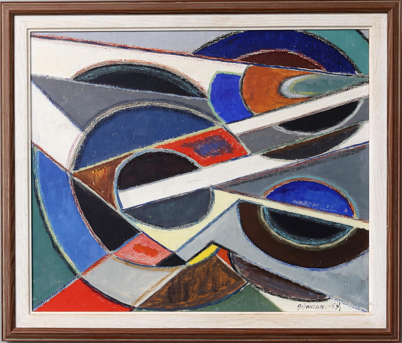 ERLAND ANTONZON. "Composition I", olja på duk, signerad o daterad -59.