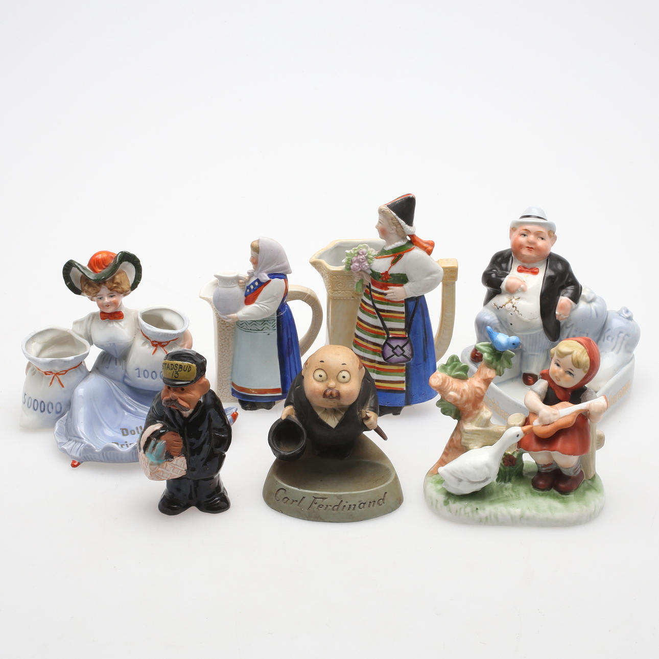 DIVERSE FIGURINER, porslin, 7 st, 1900-talets första hälft.