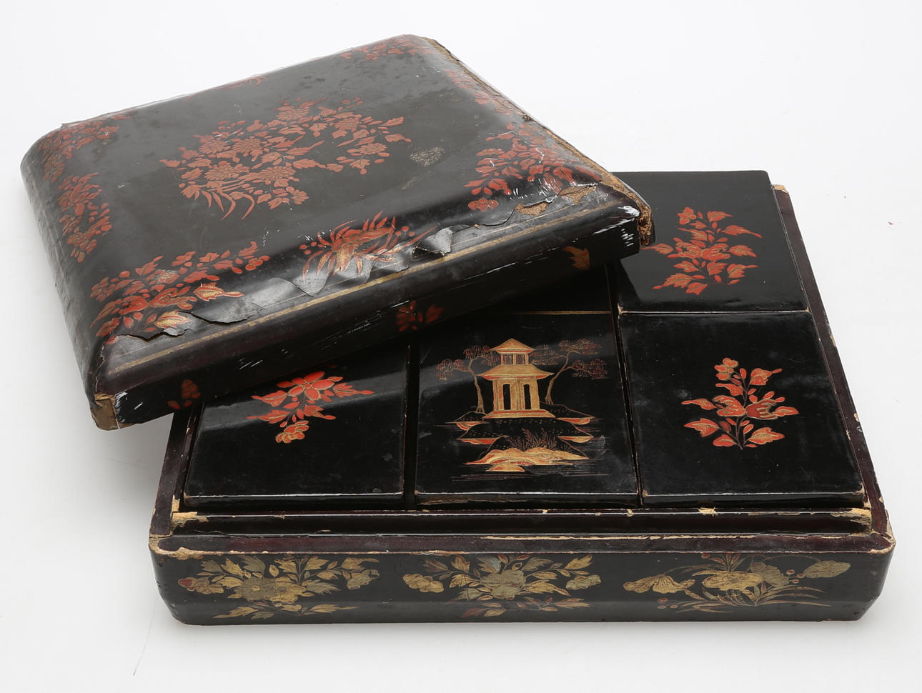 SPELSKRIN, orientaliskt lackarbete, 1800/1900-tal.