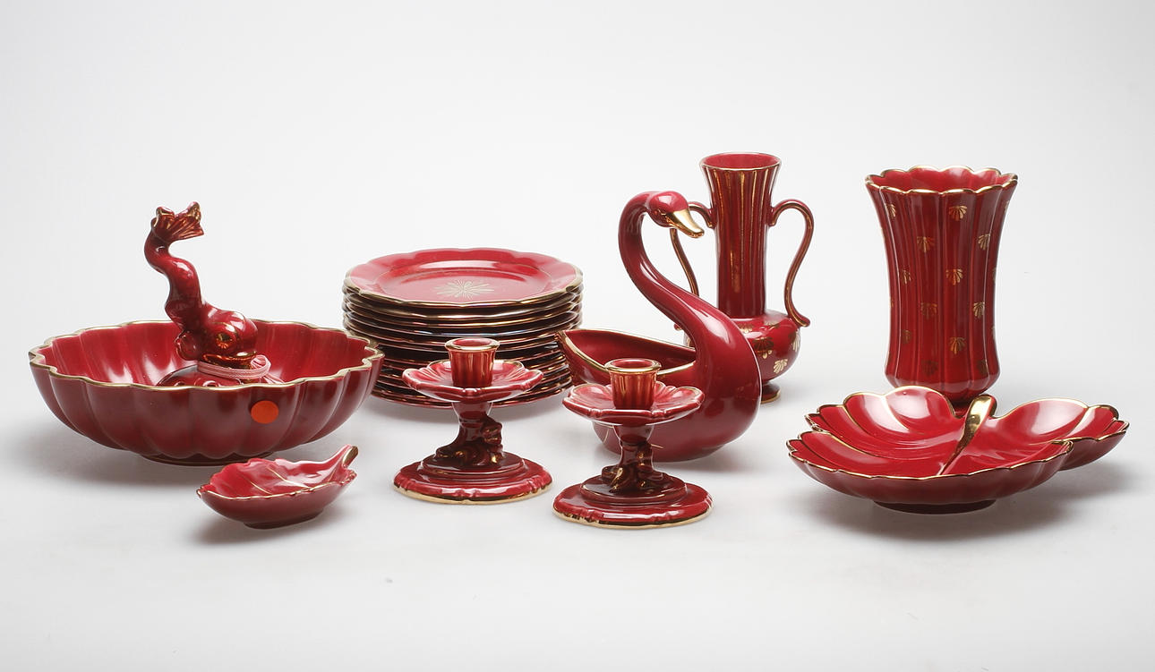 KERAMIK, 20 delar, "Rubin", Arthur Percy för Gefle.