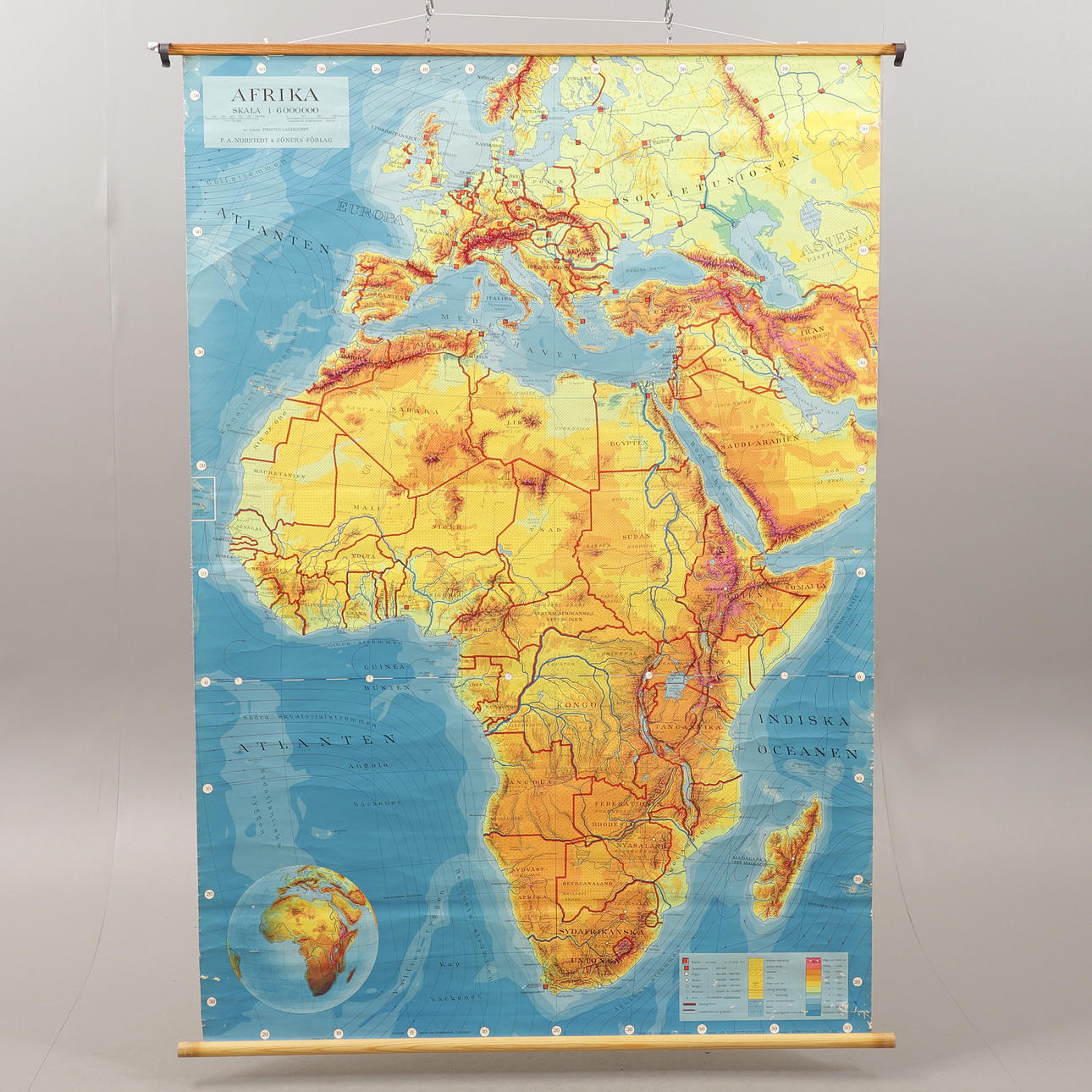 SCHOOL MAP, Africa, Norstedt, 1950s.