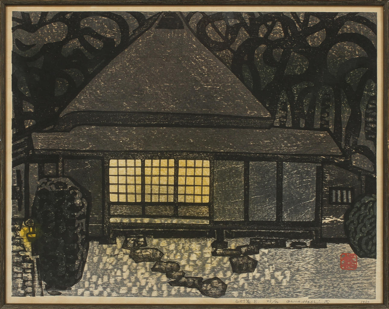 OKIIE HASHIMOTO. Litografi, signerad, numrerad 43/70 och daterad 1962.