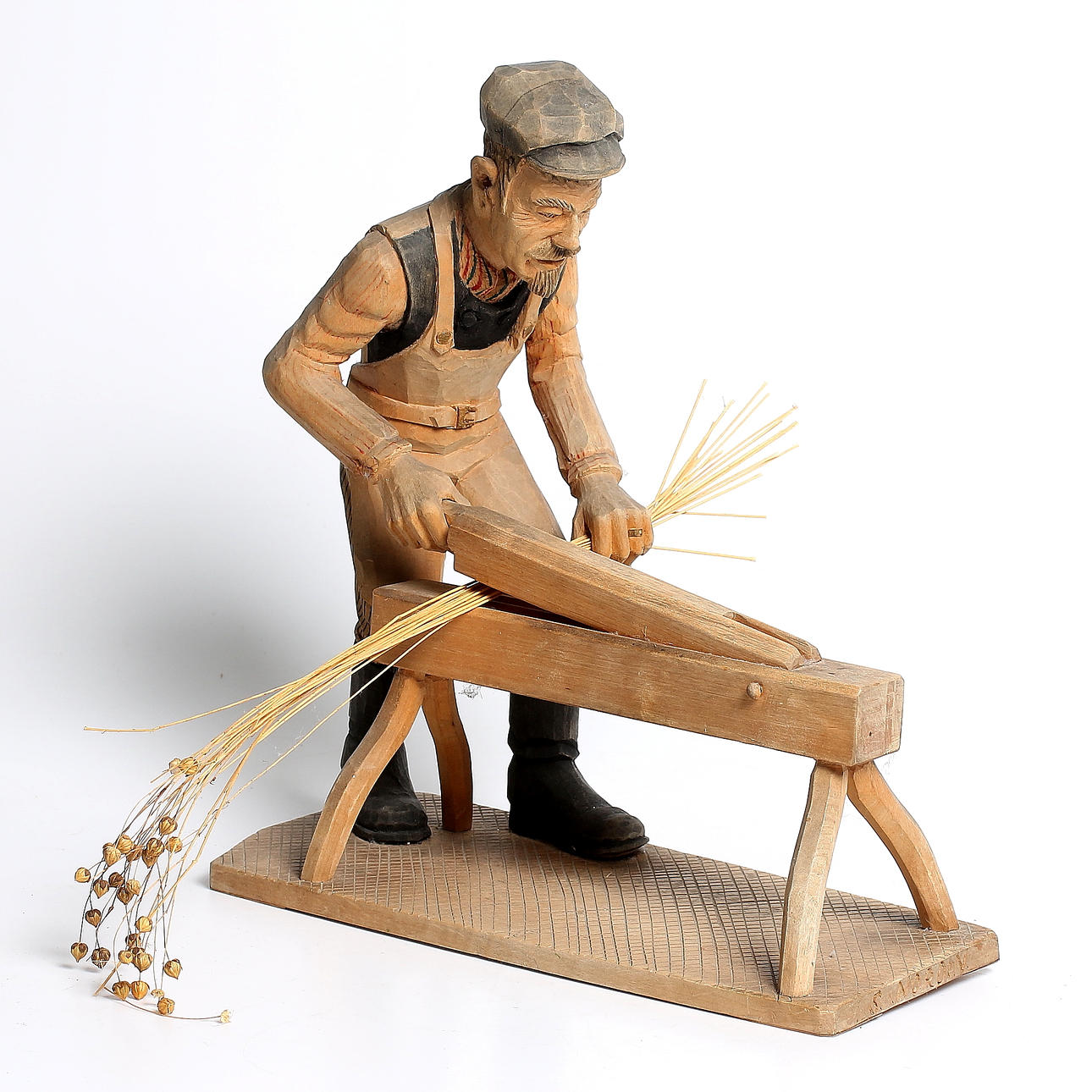 SVEN NORDIN. Skulptur, trä, Linskäktning, Björka Verkstad, Motala. Signerad och daterad 1940.