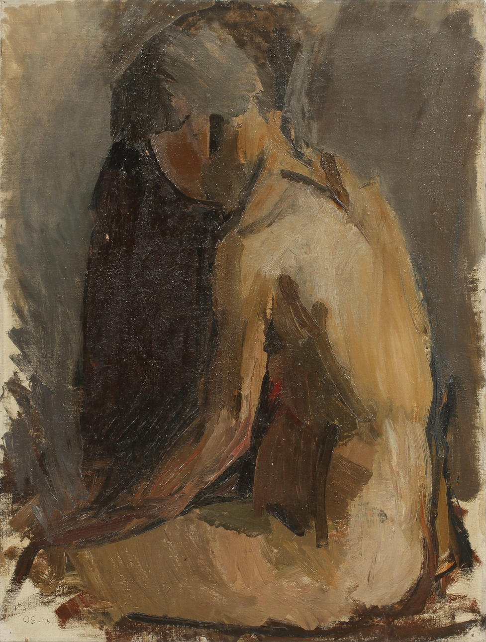 OLLE SKAGERFORS. Sittande modell. Olja på duk, signerad och daterad -46.