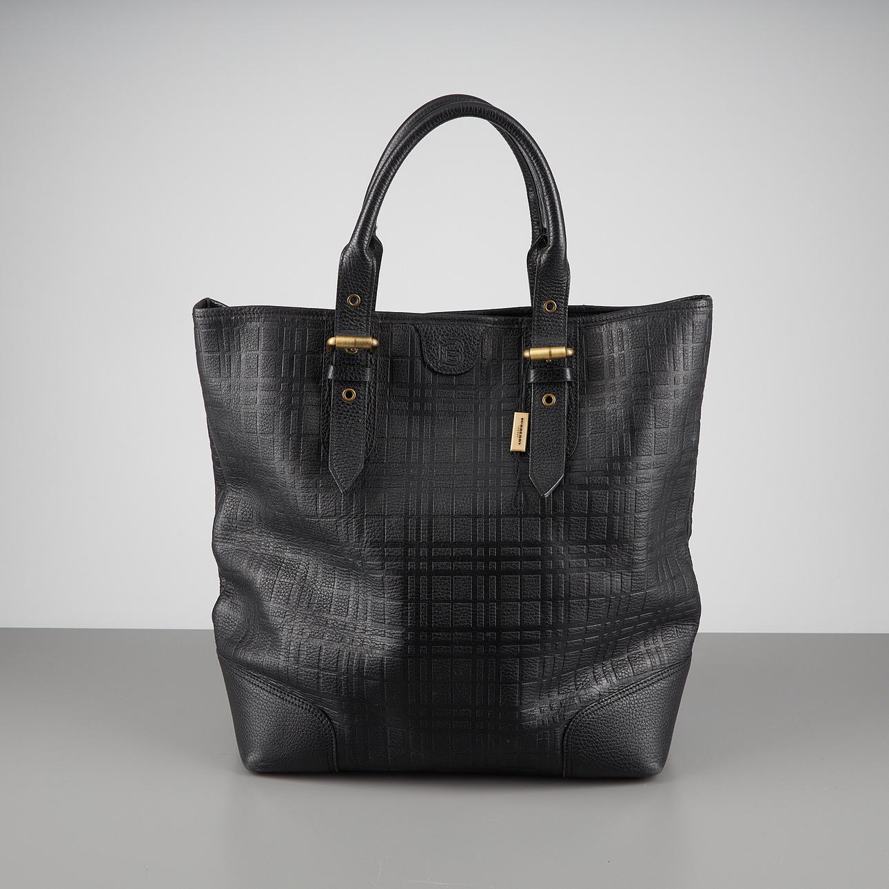 BURBERRY, handväska, svart läder.