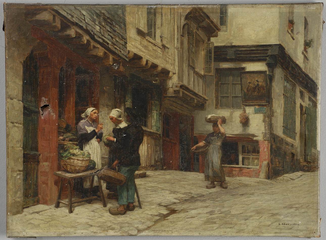 ATTRIBUTED TO LEON AUGUSTIN L'HERMITTE (1844-1925). MARCHANDE A MORLAISE.