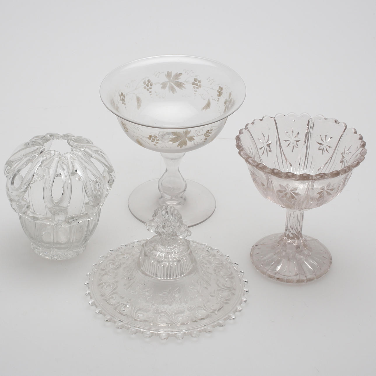DIVERSE GLAS, 4 delar, 1800-tal.