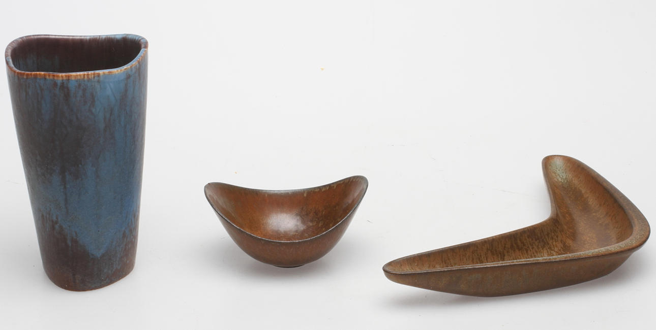 STENGODS, 3 delar, Gunnar Nylund, Rörstrand, signerade.