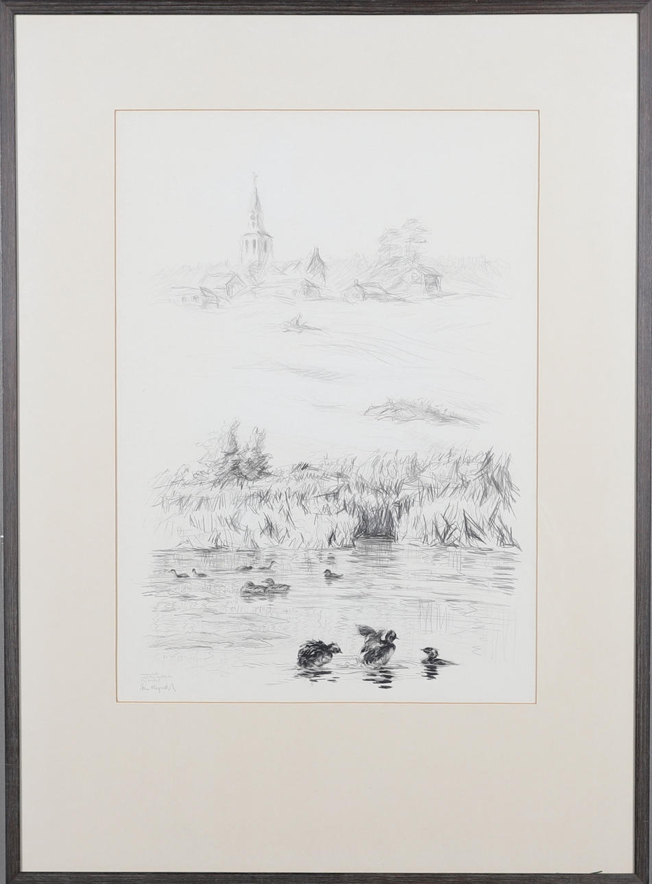 STEN REGNELL. Teckning, blyerts, signerad.