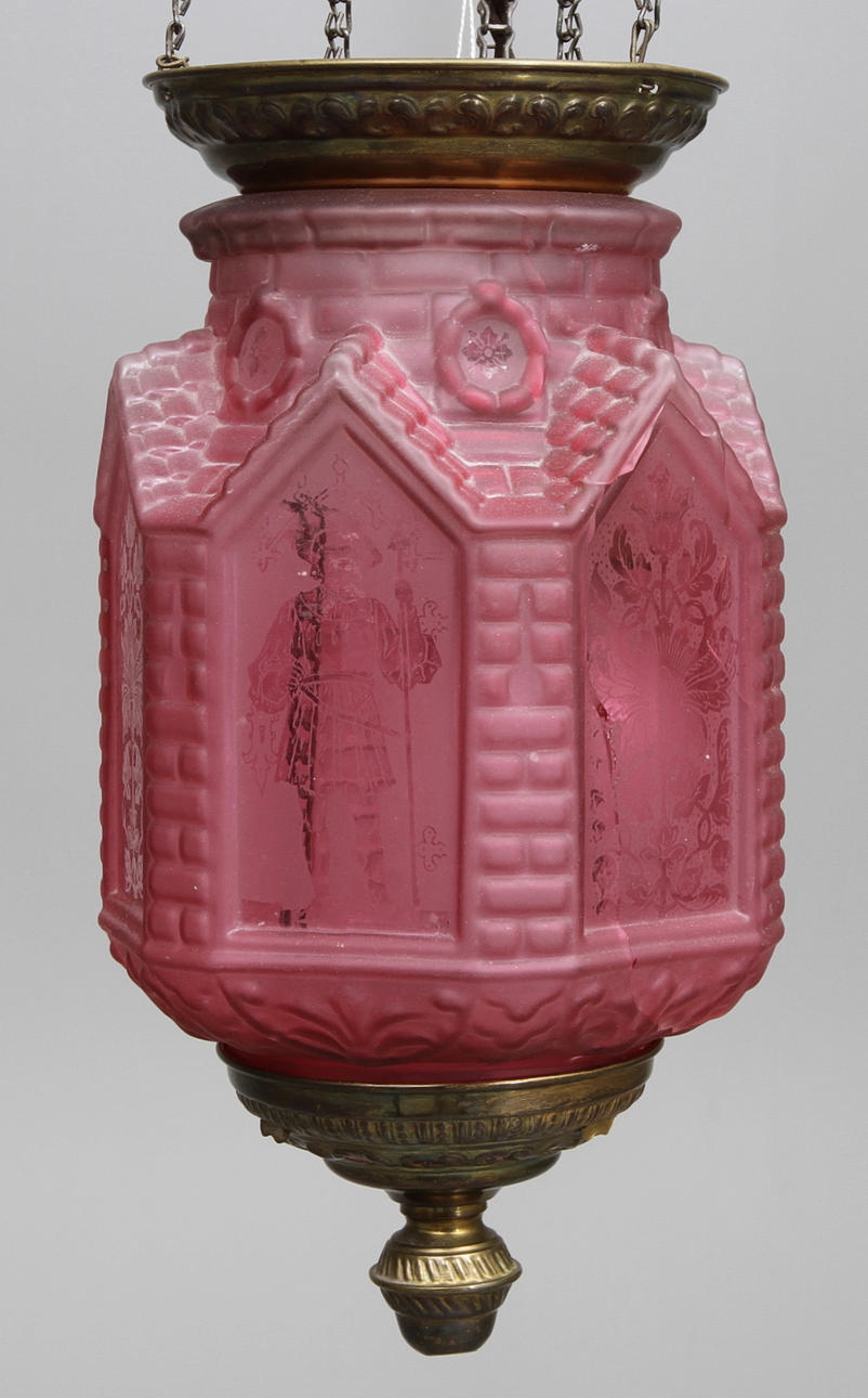 MÅNSKENSAMPEL, glas och metall, omkring 1900.