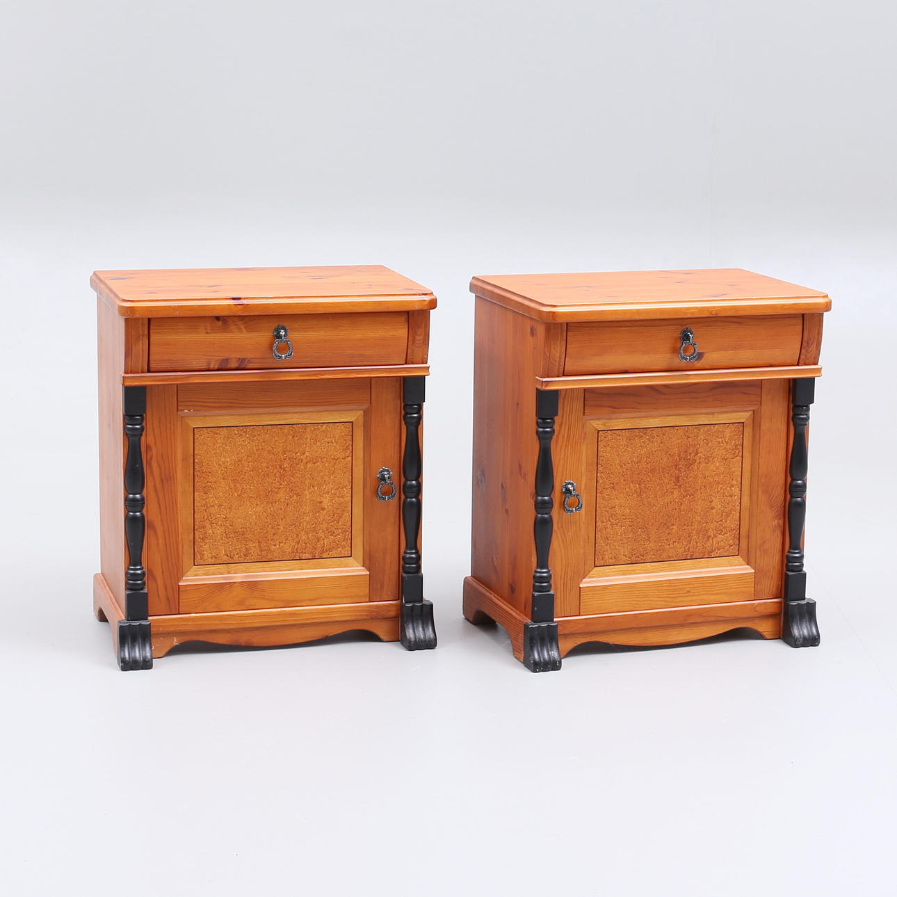 BEDSIDE TABLES, a pair, Neo-Renaissance style, contemporary.