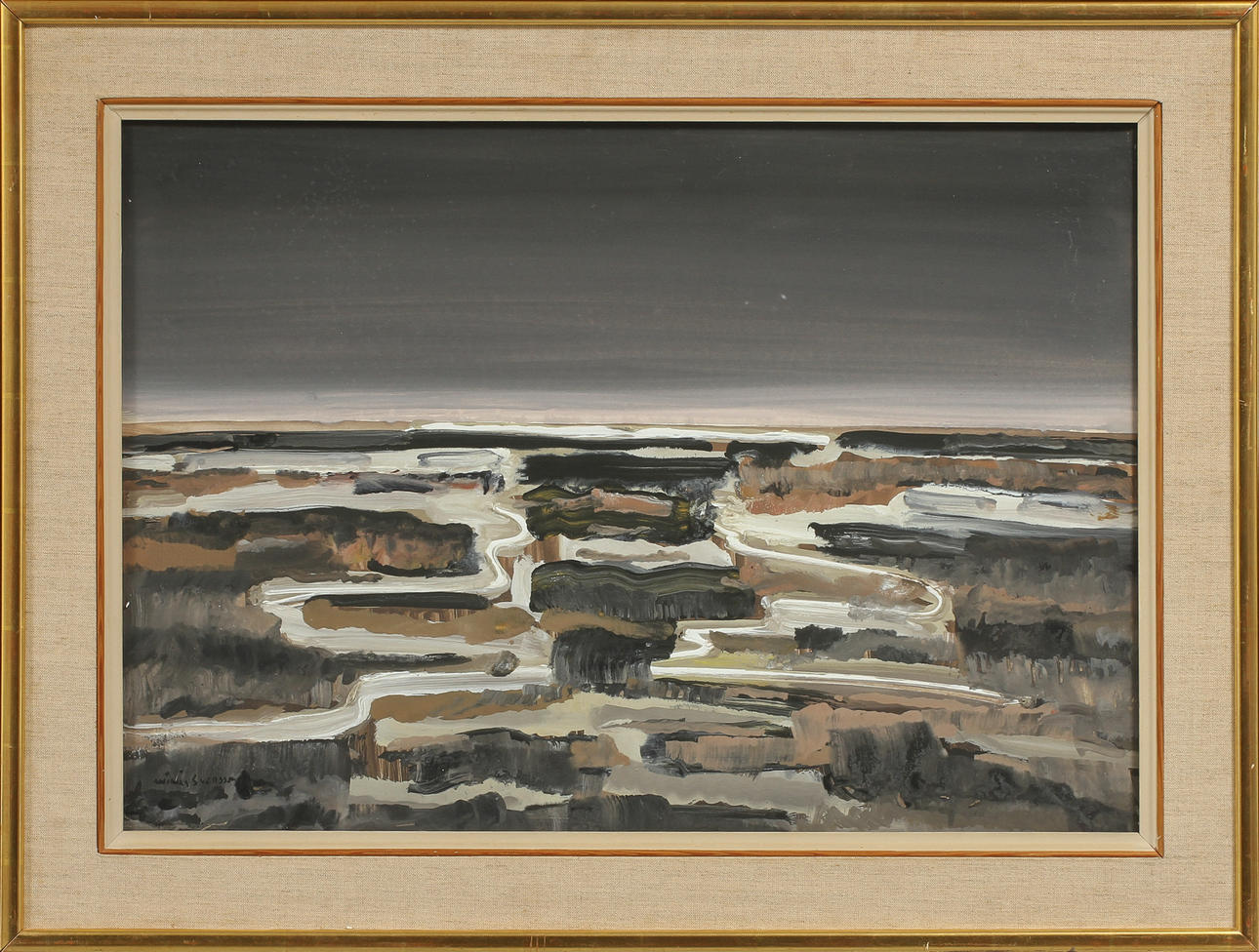 WIKING SVENSSON. Komposition, gouache, signerad.