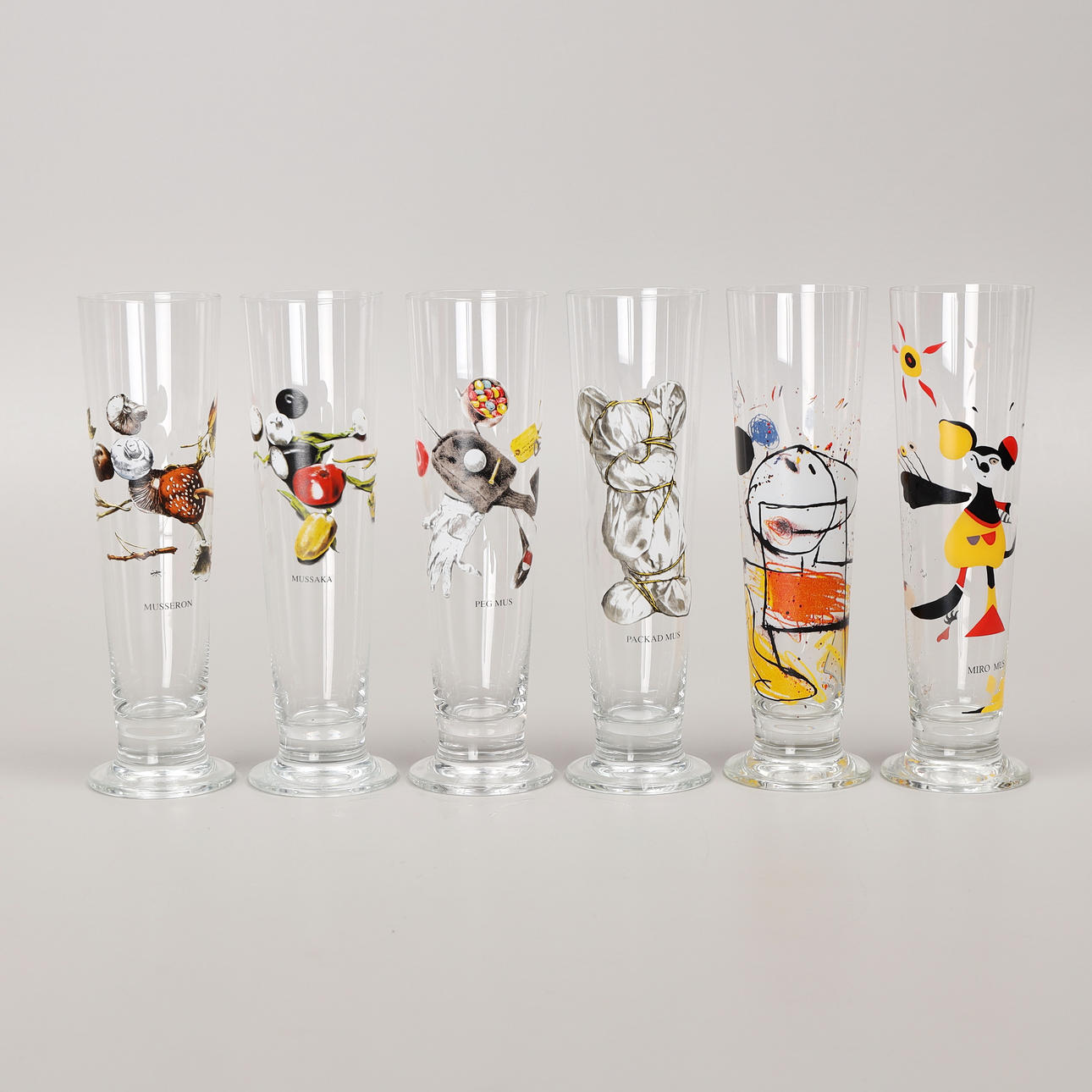 LASSE ÅBERG. Ölglas, 6 st, signerade.