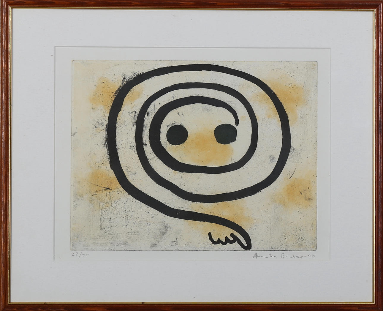 ANNIKA SVENBRO. Färgakvatint, ansikte, signerad och daterad 90.