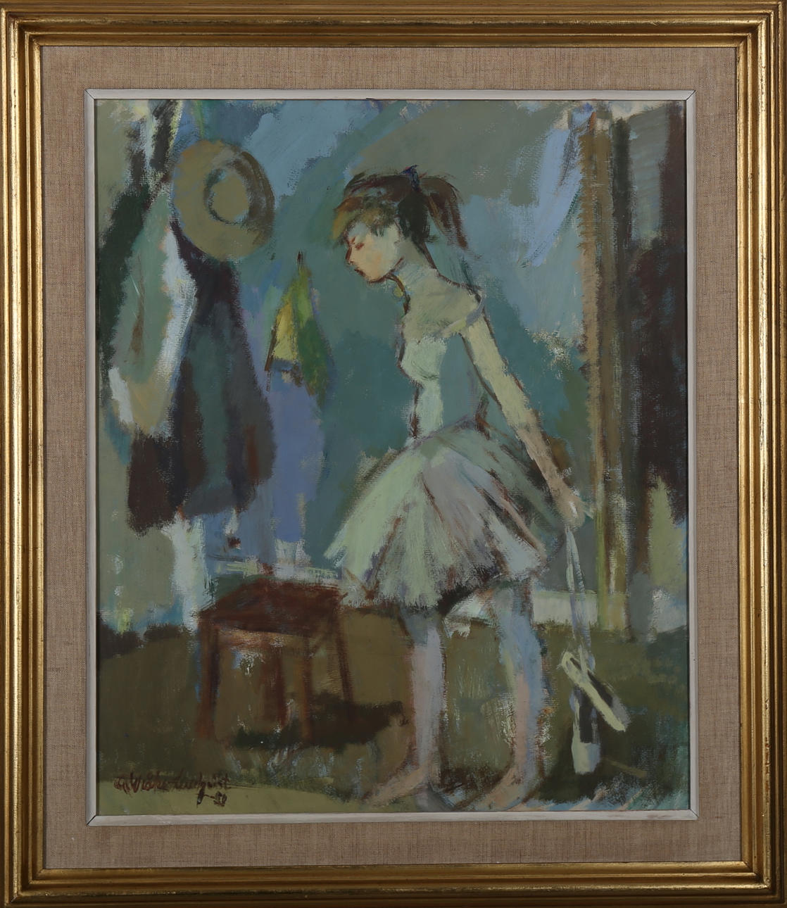 GERTRUD WRÅKE LINDQUIST. Efter Lektionen, olja på pannå, signerad och daterad, G Wråke Lindquist 51.