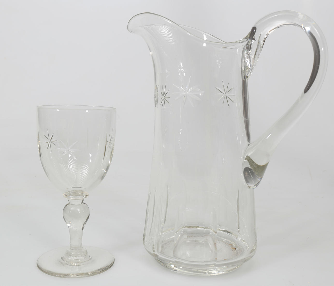 KARAFF OCH VINGLAS, glas, 13 delar, 1900-tal.