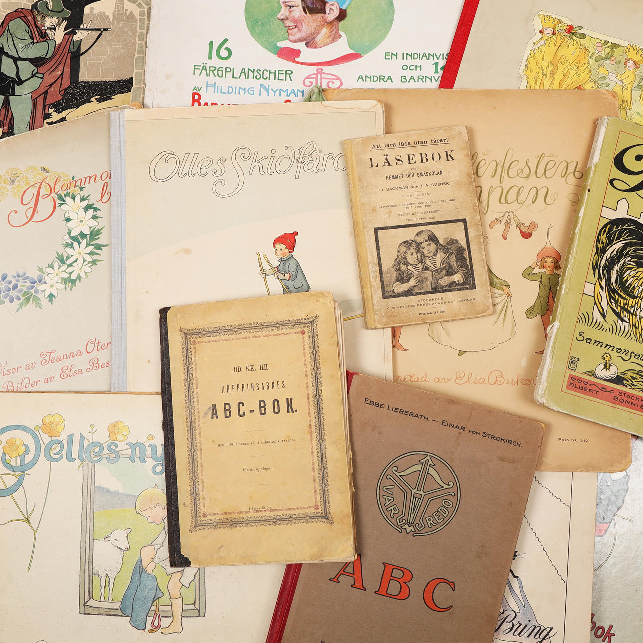 BARNBÖCKER, 13 st, bla Elsa Beskow, 1900-talets början.