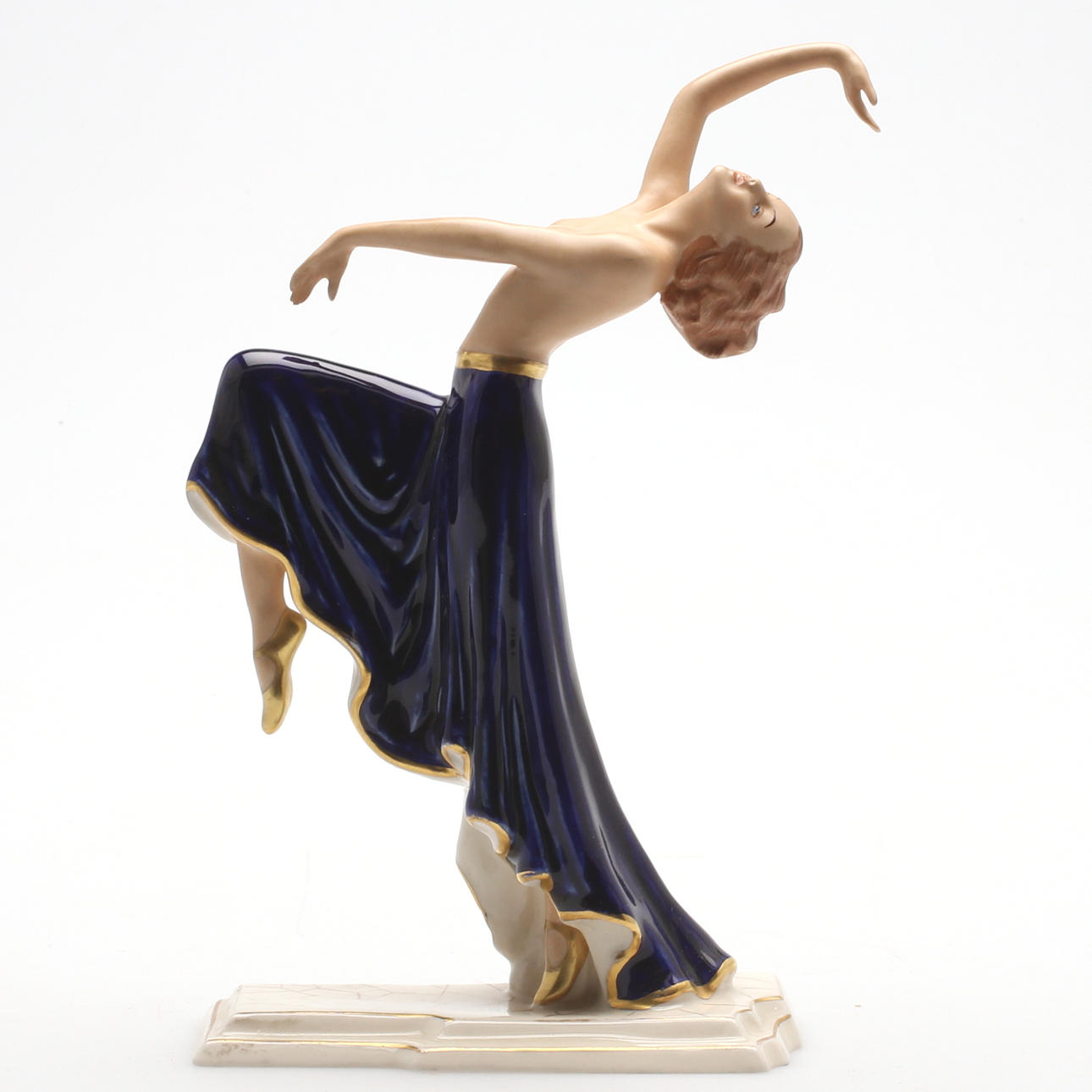 FIGURIN, keramik, Royal Dux, danserska, 1900-talets andra fjärdedel.