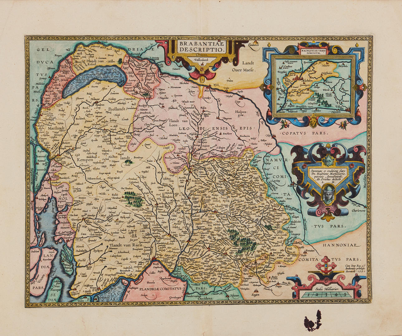 MAP OF THE LOW COUNTRIES - Ortelius, 1595, Brabantiae descriptio. Books ...