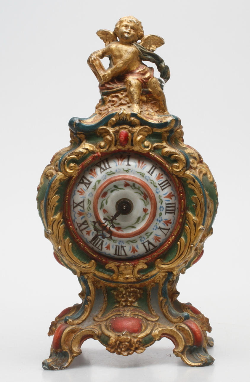 BORDSUR, rokokostil, bemålad metall, omkring 1900.