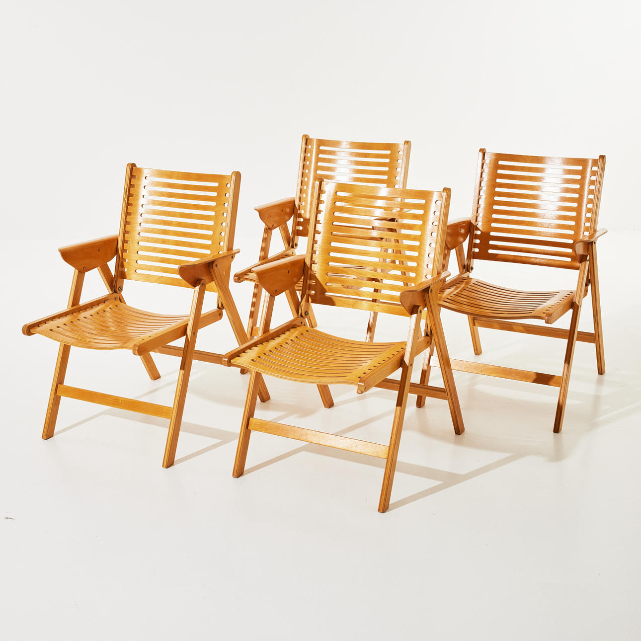 NICO KRAJL. "Rex", chairs, 4 pcs, birch, foldable.