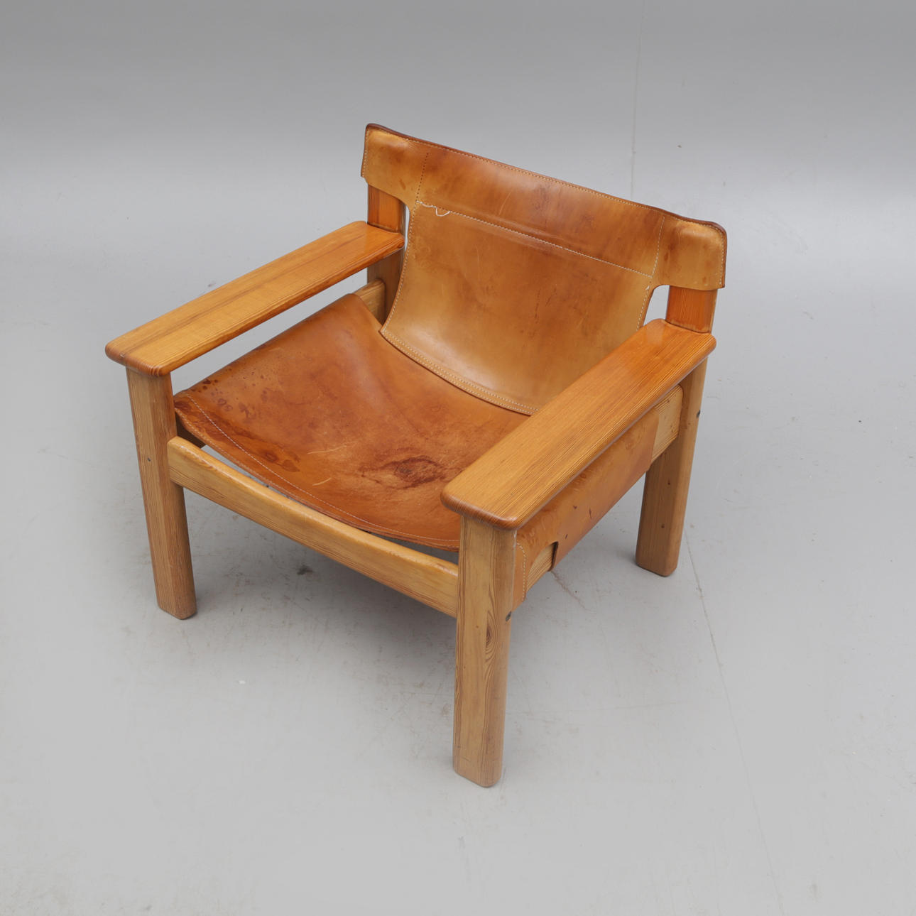 LÆNESTOL, læder/fyr, Ikea, 1900-tallet.