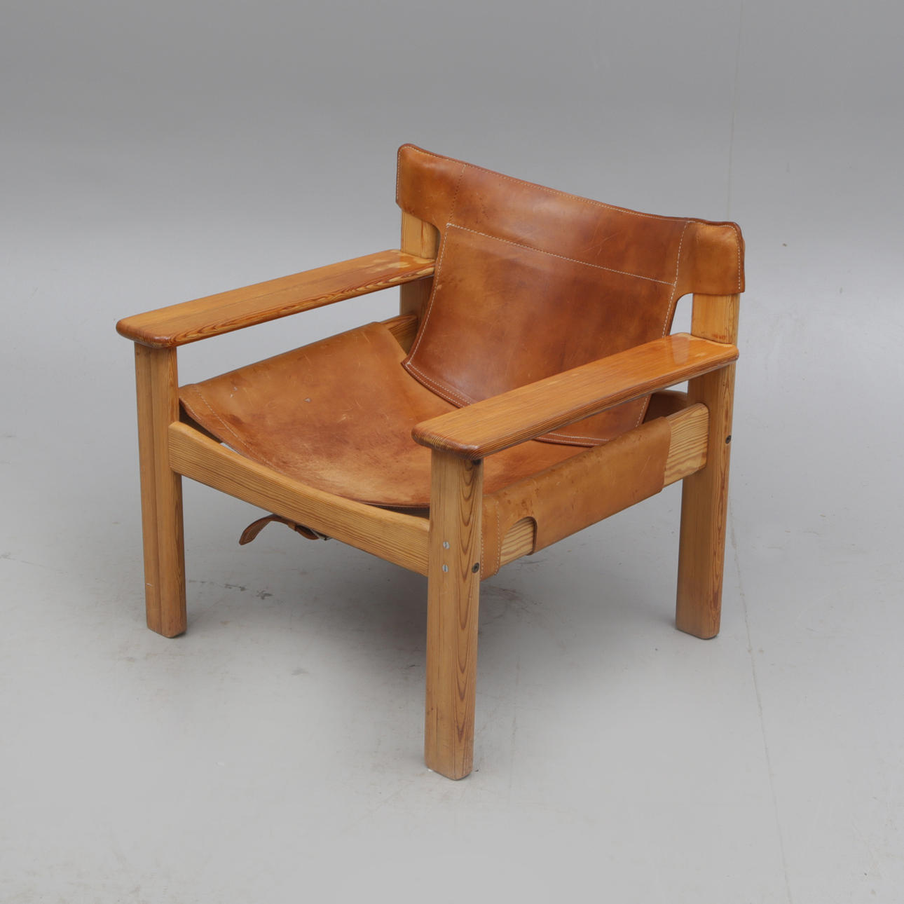 LÆNESTOL, læder/fyr, Ikea, 1900-tallet.