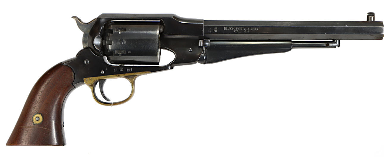 REVOLVER BLOCK LOCK, Single Action, marca Uberti, modelo New Model Army, calibre .44 Pólvora negra, número de pedido 73917, se-no usado.